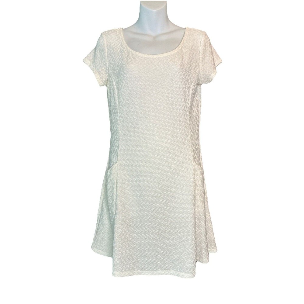Magnolia Skye Ivory Textured Flare Dress Small Casual Minimalist Bridal Vacation